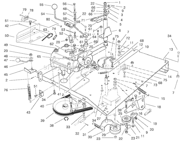 Transmission & Linkage Assembly Diagram and Parts List for 70122 210000001-210999999 - 2001 Toro Lawn Tractor