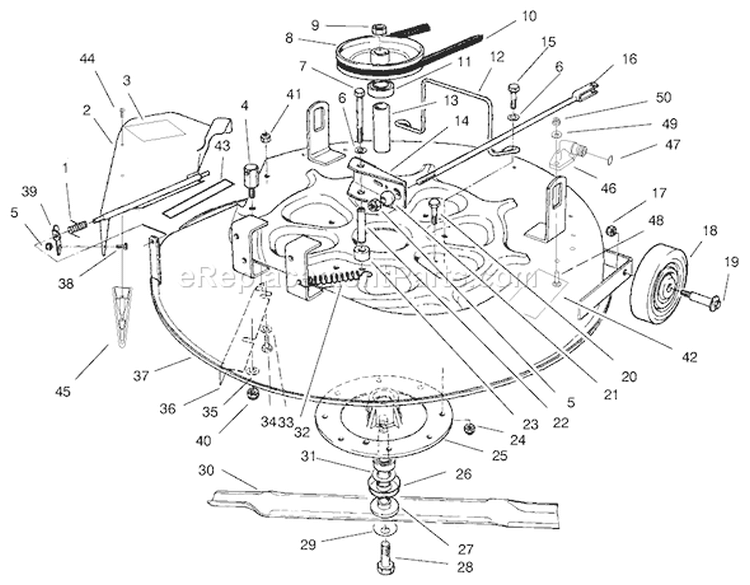 Cutting Unit Assembly Diagram and Parts List for 70122 200000001-200999999 - 2000 Toro Lawn Tractor