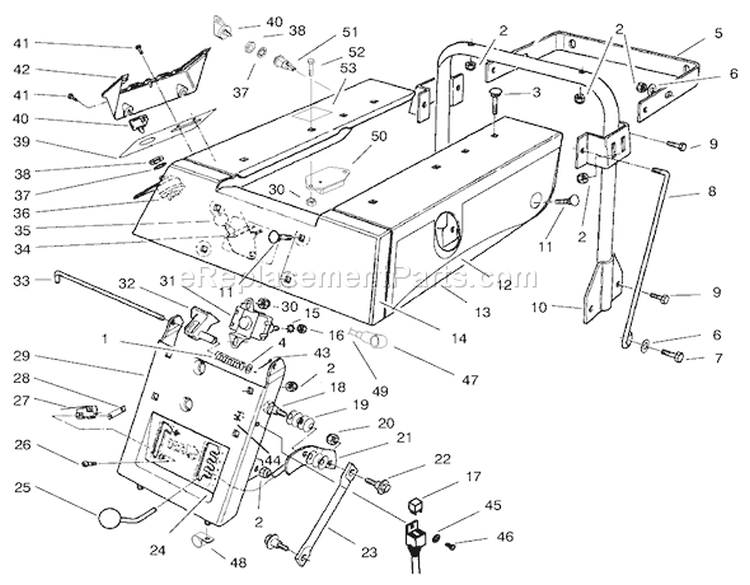 Rear Body Assembly Diagram and Parts List for 70122 200000001-200999999 - 2000 Toro Lawn Tractor