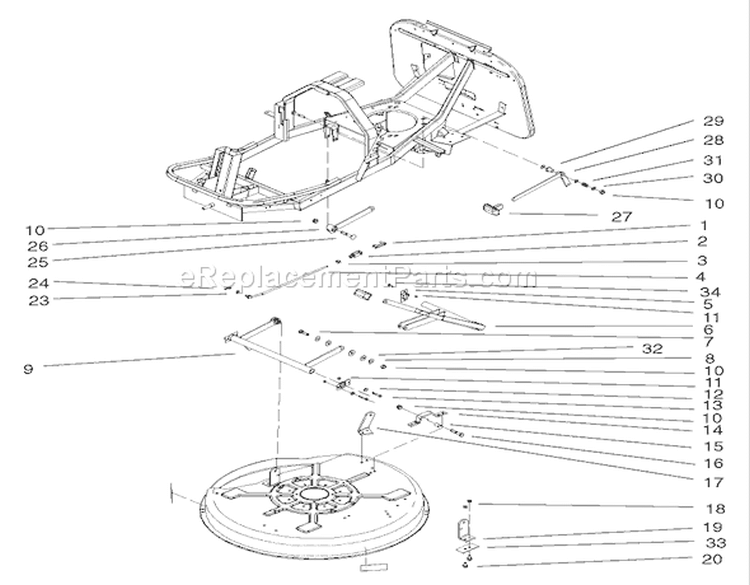 Deck Suspension Assembly Diagram and Parts List for 70125 220000001-220999999 - 2002 Toro Lawn Tractor