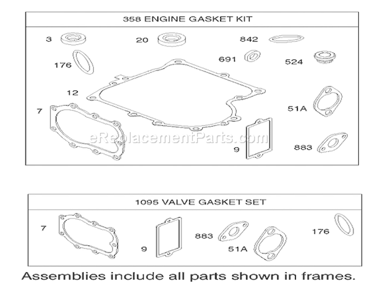 Gasket Assembly Engine Briggs and Stratton Diagram and Parts List for 70125 220000001-220999999 - 2002 Toro Lawn Tractor