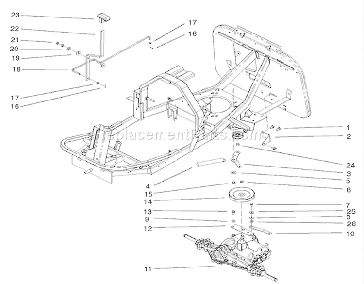 Gear Transmission and Linkage Assembly Diagram and Parts List for 70125 220000001-220999999 - 2002 Toro Lawn Tractor