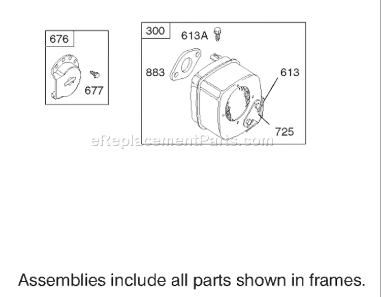 Muffler and Fuel Tank Assembly Engine Briggs and Stratton Diagram and Parts List for 70125 220000001-220999999 - 2002 Toro Lawn Tractor