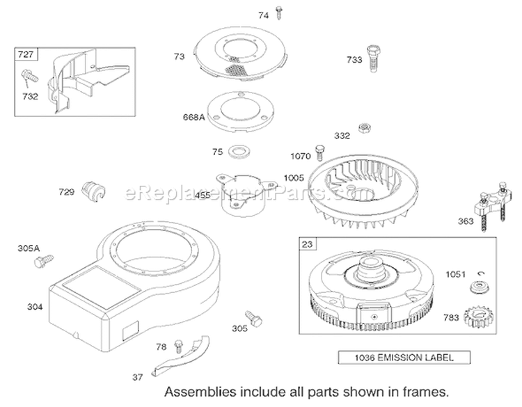 Blower Housing Assembly Engine Briggs and Stratton Diagram and Parts List for 70125 220000001-220999999 - 2002 Toro Lawn Tractor