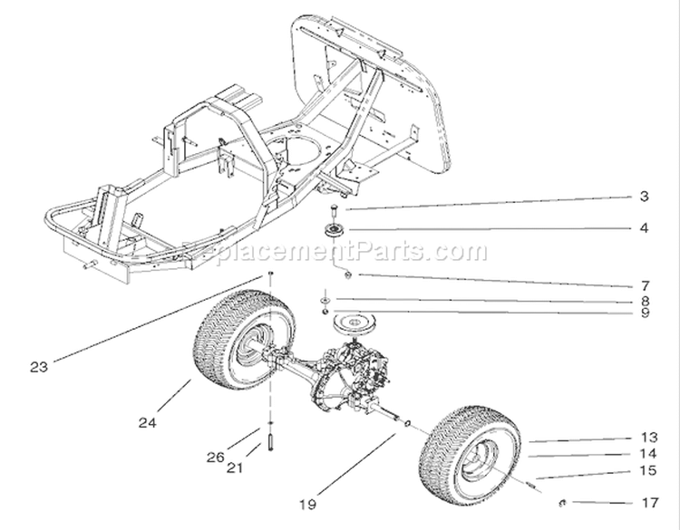 Rear Wheel Assembly Diagram and Parts List for 70125 220000001-220999999 - 2002 Toro Lawn Tractor
