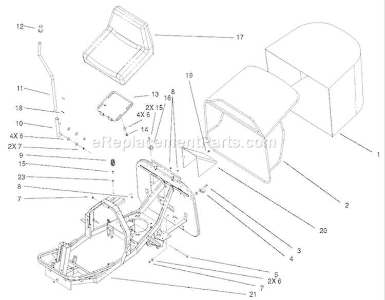 Seat and Rear Bag Assembly Diagram and Parts List for 70125 220000001-220999999 - 2002 Toro Lawn Tractor
