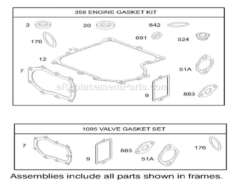 Gasket Assembly Engine Briggs and Stratton Diagram and Parts List for 70125 230000001-230999999 - 2003 Toro Lawn Tractor