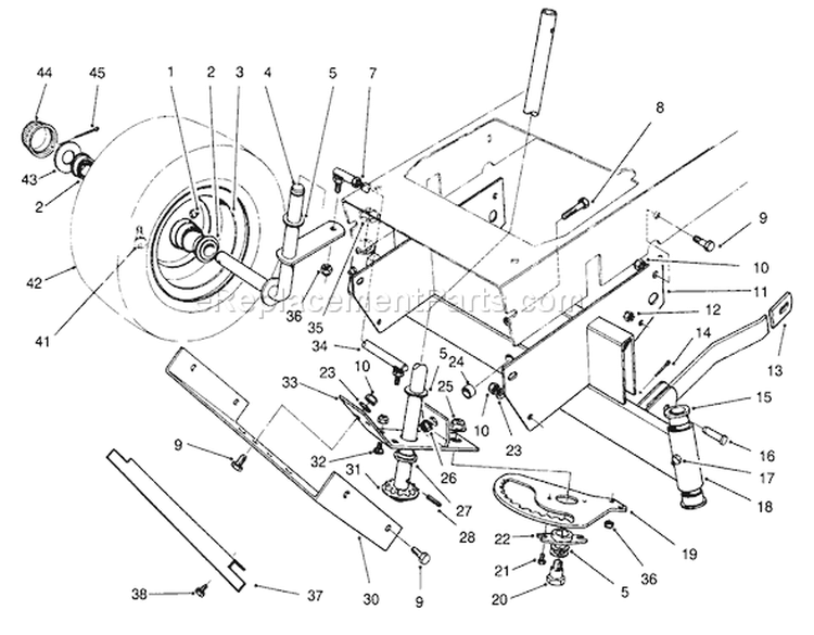 Front Axle Assembly Diagram and Parts List for 70131 6900001-6999999 - 1996 Toro Lawn Tractor