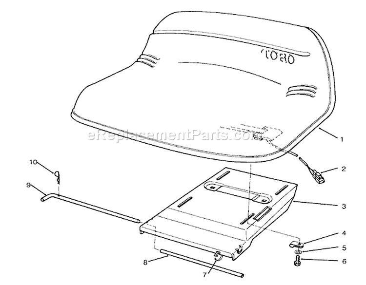 Seat Assembly Diagram and Parts List for 70140 3900001-3999999 - 1993 Toro Lawn Tractor