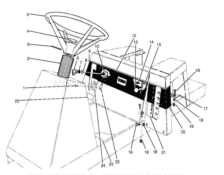 Steering Wheel, Switches & Decals Diagram and Parts List for 70140 3900001-3999999 - 1993 Toro Lawn Tractor