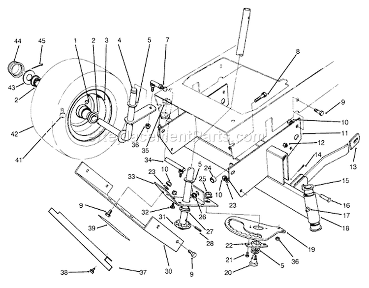 Front Axle Assembly Diagram and Parts List for 70140 3900001-3999999 - 1993 Toro Lawn Tractor