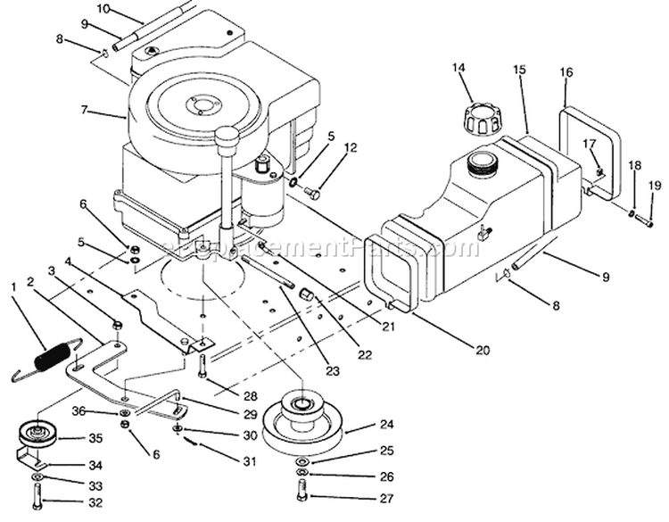 Engine Assembly Diagram and Parts List for 70100 49000001-49999999 - 1994 Toro Lawn Tractor