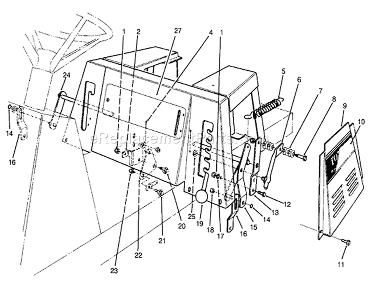 Linkage Assembly Diagram and Parts List for 70100 49000001-49999999 - 1994 Toro Lawn Tractor