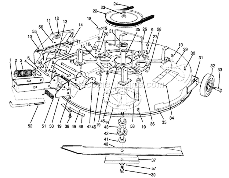 Mower Assembly - Recycler Diagram and Parts List for 70100 49000001-49999999 - 1994 Toro Lawn Tractor