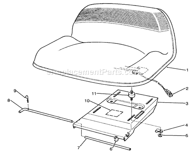 Seat Assembly Diagram and Parts List for 70100 49000001-49999999 - 1994 Toro Lawn Tractor