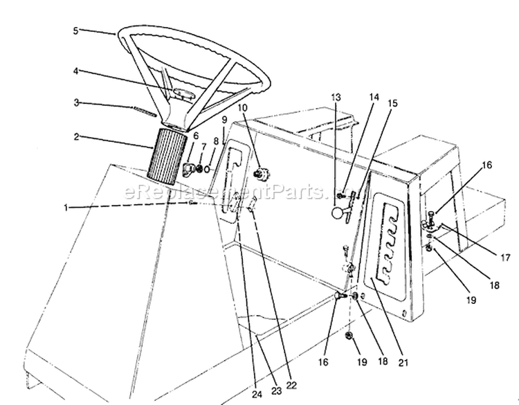 Steering Wheel, Switches & Decals Diagram and Parts List for 70100 49000001-49999999 - 1994 Toro Lawn Tractor