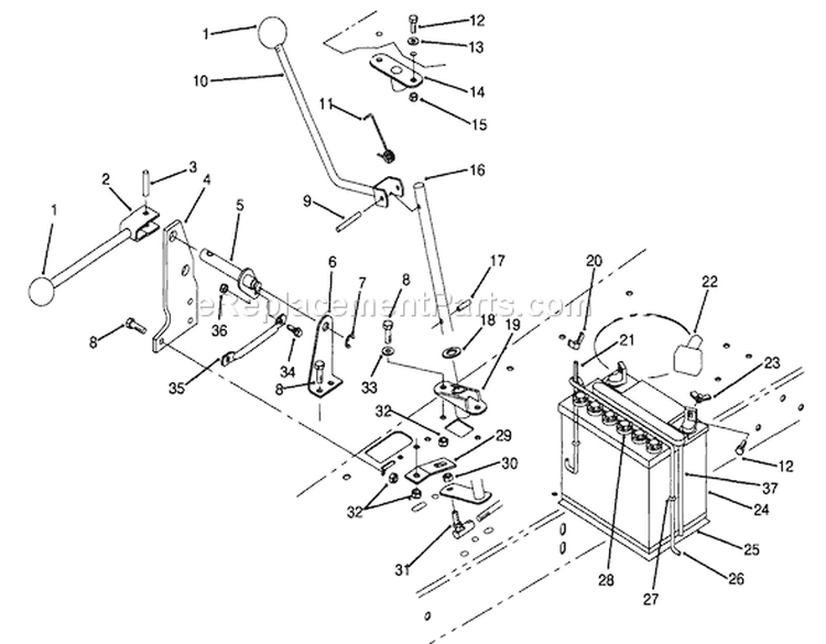 Transmission Linkage Assembly Diagram and Parts List for 70100 49000001-49999999 - 1994 Toro Lawn Tractor