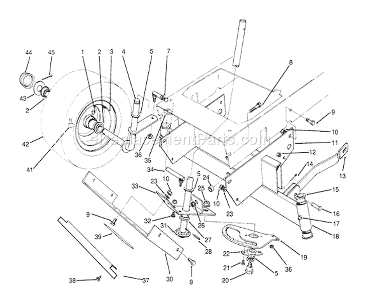 Front Axle Assembly Diagram and Parts List for 70142 59000001-59999999 - 1995 Toro Lawn Tractor