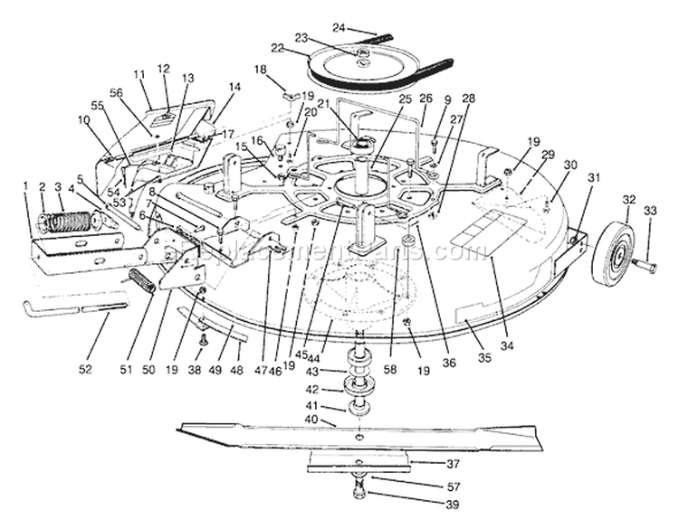 Mower Assembly-Recycler Diagram and Parts List for 70142 59000001-59999999 - 1995 Toro Lawn Tractor