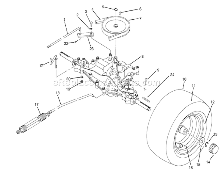 Rear Axle Assembly Diagram and Parts List for 70142 59000001-59999999 - 1995 Toro Lawn Tractor