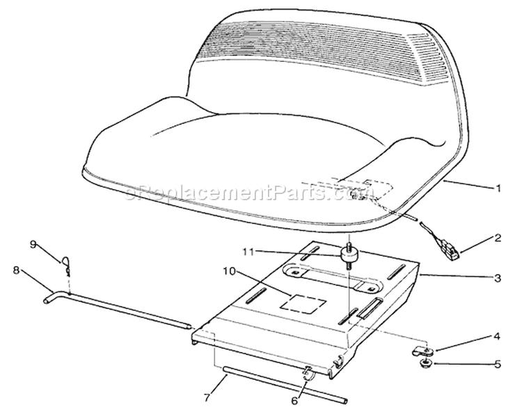 Seat Assembly Diagram and Parts List for 70142 59000001-59999999 - 1995 Toro Lawn Tractor