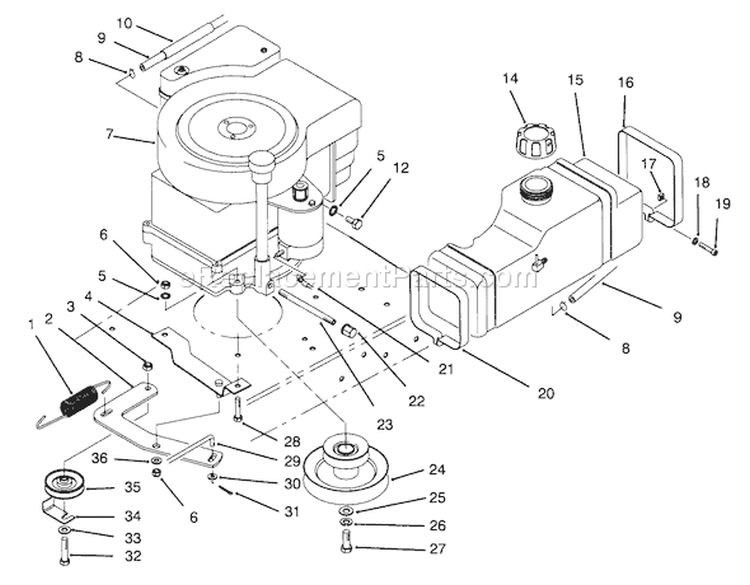 Engine Assembly Diagram and Parts List for 70142 59000001-59999999 - 1995 Toro Lawn Tractor