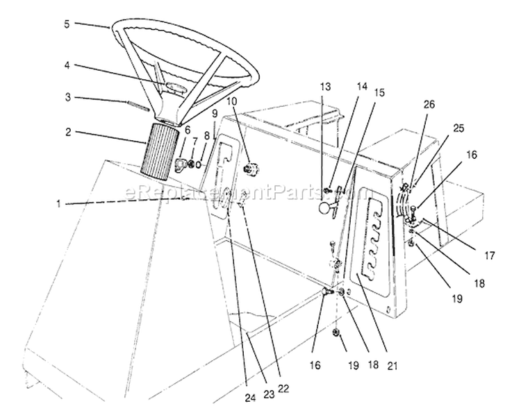 Steering Wheel, Switches & Decals Diagram and Parts List for 70142 59000001-59999999 - 1995 Toro Lawn Tractor