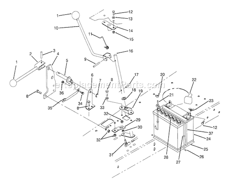 Transmission Linkage Assembly Diagram and Parts List for 70142 59000001-59999999 - 1995 Toro Lawn Tractor