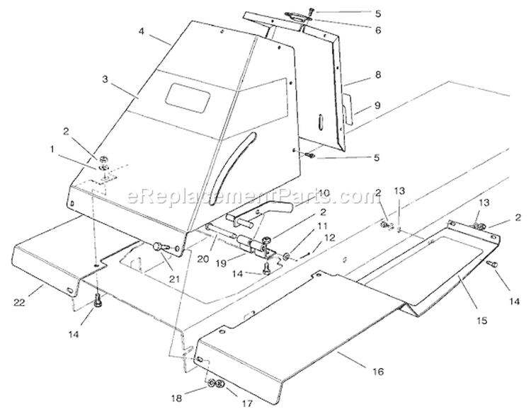 Front Tower Assembly Diagram and Parts List for 70142 69000001-69999999 - 1996 Toro Lawn Tractor