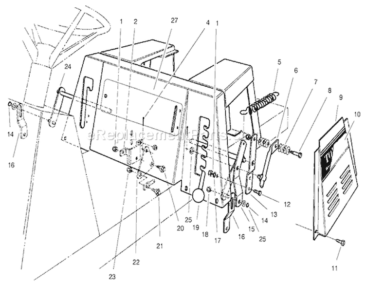 Linkage Assembly Diagram and Parts List for 70142 69000001-69999999 - 1996 Toro Lawn Tractor