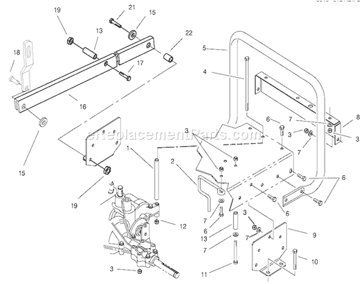 Stand Bar Assembly Diagram and Parts List for 70142 69000001-69999999 - 1996 Toro Lawn Tractor