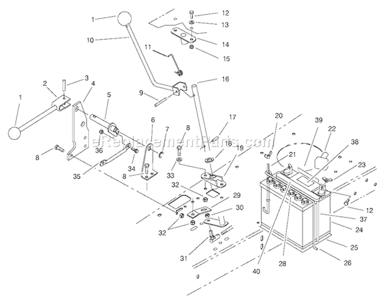 Transmission Linkage Assembly Diagram and Parts List for 70142 69000001-69999999 - 1996 Toro Lawn Tractor