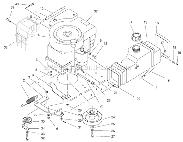 Engine Assembly Diagram and Parts List for 70142 69000001-69999999 - 1996 Toro Lawn Tractor