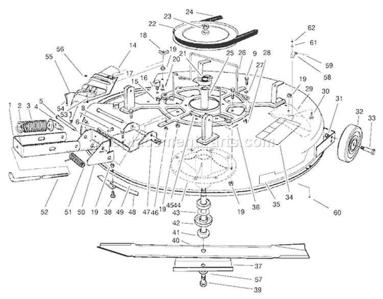 Mower Assembly - Recycler Diagram and Parts List for 70171 210000001-210999999 - 2001 Toro Lawn Tractor