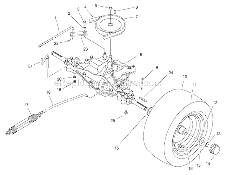 Rear Axle Assembly Diagram and Parts List for 70171 210000001-210999999 - 2001 Toro Lawn Tractor