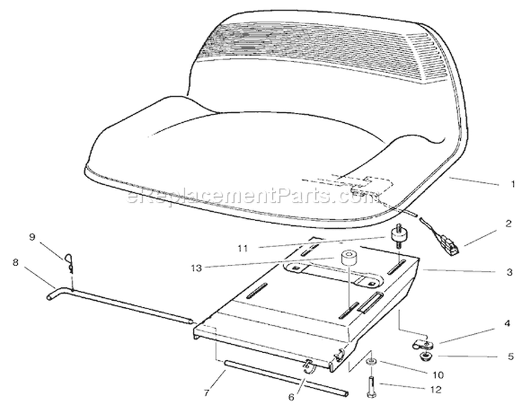 Seat Assembly Diagram and Parts List for 70171 210000001-210999999 - 2001 Toro Lawn Tractor