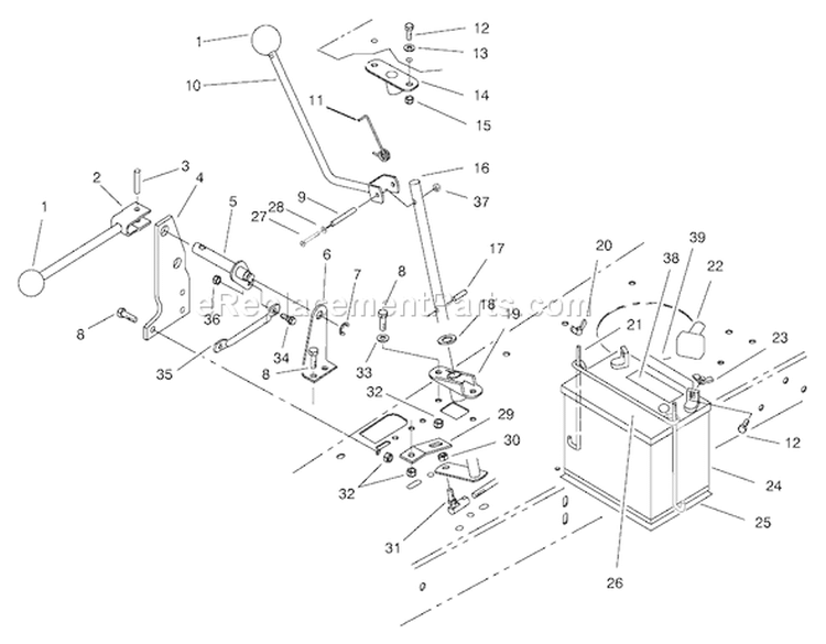 Transmission Linkage Assembly Diagram and Parts List for 70171 210000001-210999999 - 2001 Toro Lawn Tractor