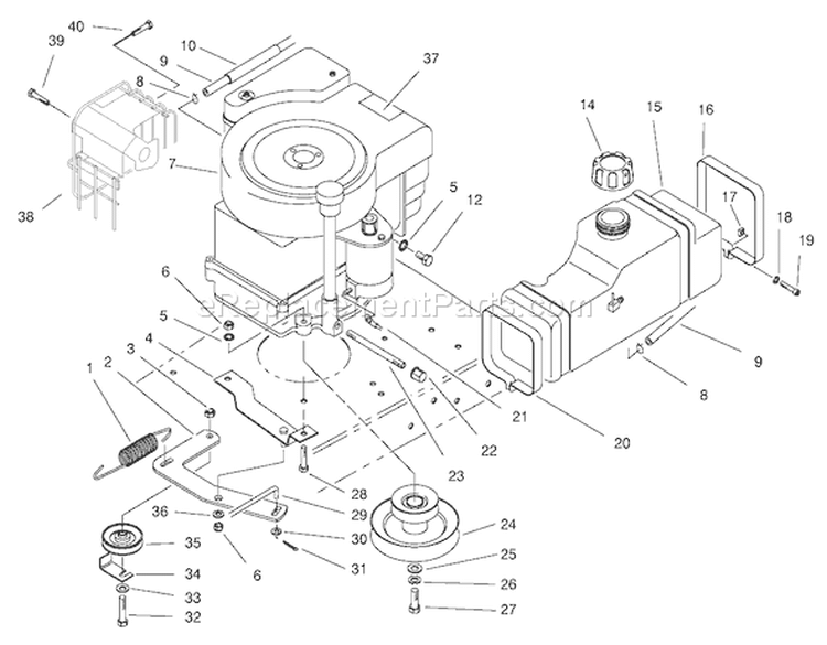 Engine Assembly Diagram and Parts List for 70171 210000001-210999999 - 2001 Toro Lawn Tractor