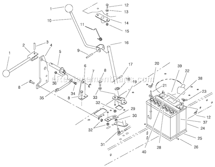 Transmission Linkage Assembly Diagram and Parts List for 70171 200000001-200999999 - 2000 Toro Lawn Tractor