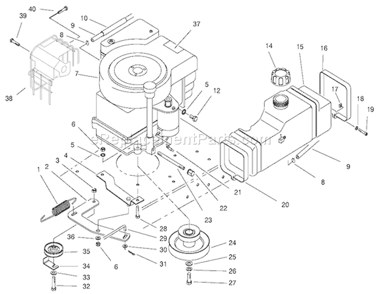 Engine Assembly Diagram and Parts List for 70171 200000001-200999999 - 2000 Toro Lawn Tractor