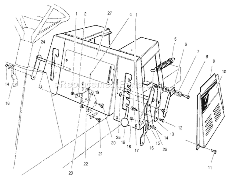 Linkage Assembly Diagram and Parts List for 70183 7900001-7999999 - 1997 Toro Lawn Tractor