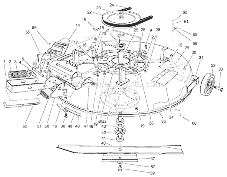 Mower Assembly - Recycler Diagram and Parts List for 70183 7900001-7999999 - 1997 Toro Lawn Tractor