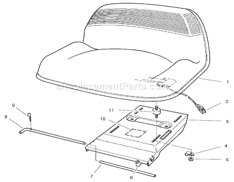Seat Assembly Diagram and Parts List for 70183 7900001-7999999 - 1997 Toro Lawn Tractor