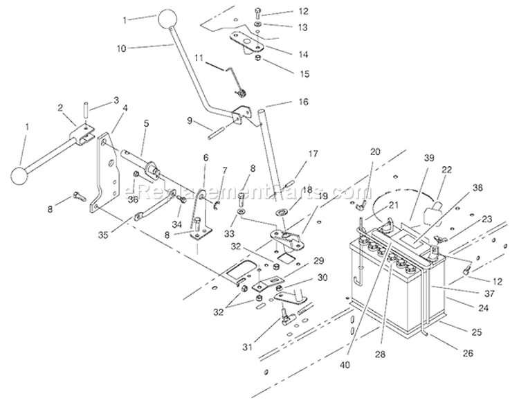 Transmission Linkage Assembly Diagram and Parts List for 70183 7900001-7999999 - 1997 Toro Lawn Tractor