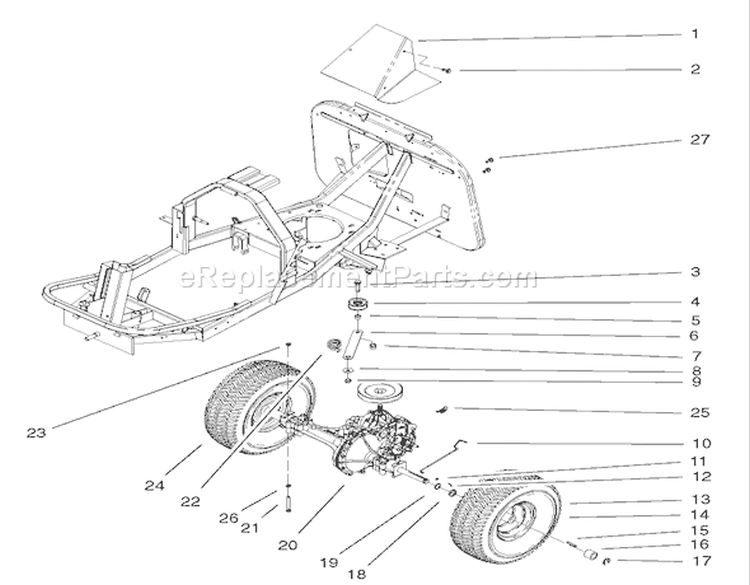 Rear Wheel Assembly Diagram and Parts List for 70184 220000001-220999999 - 2002 Toro Lawn Tractor