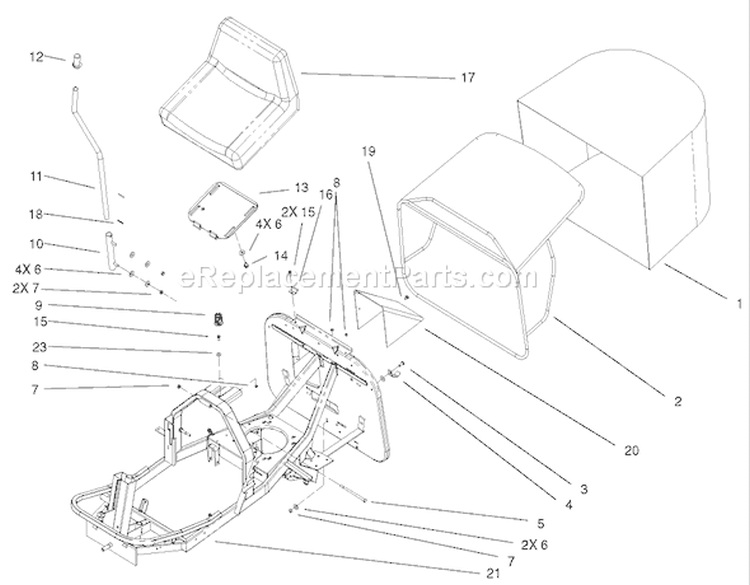 Seat and Rear Bag Assembly Diagram and Parts List for 70184 220000001-220999999 - 2002 Toro Lawn Tractor