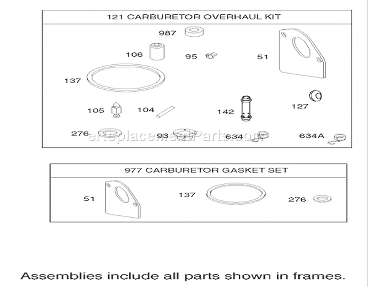Carburetor Overhaul Kit Assembly Engine Diagram and Parts List for 70184 220000001-220999999 - 2002 Toro Lawn Tractor