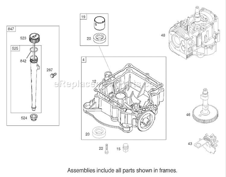 Crankcase Assembly Engine Diagram and Parts List for 70184 220000001-220999999 - 2002 Toro Lawn Tractor