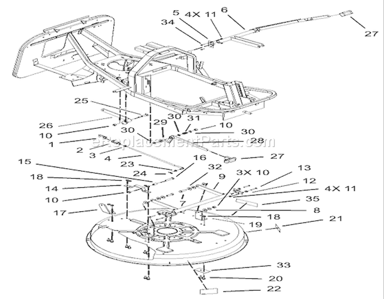 Deck Suspension Assembly Diagram and Parts List for 70184 230000001-230999999 - 2003 Toro Lawn Tractor