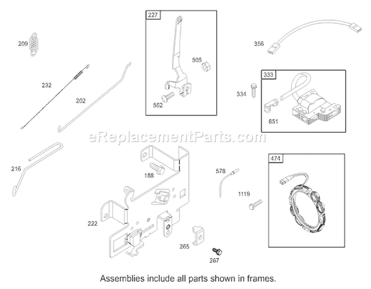 Governor Assembly Engine Diagram and Parts List for 70184 230000001-230999999 - 2003 Toro Lawn Tractor